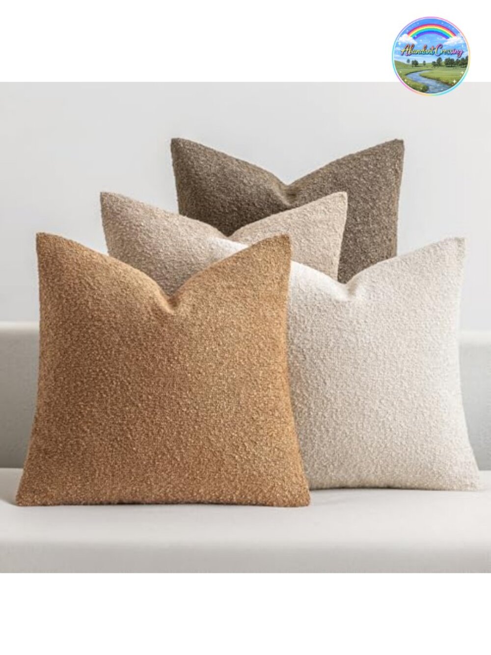 Set of 4 Boucle Decorative Throw Pillow Covers 20x20 Brown